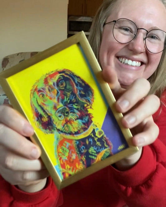 Learn how my passion for art and pets inspired my vibrant pop art pet portraits—unique, hand-illustrated designs perfect for animal lovers and gift givers alike.