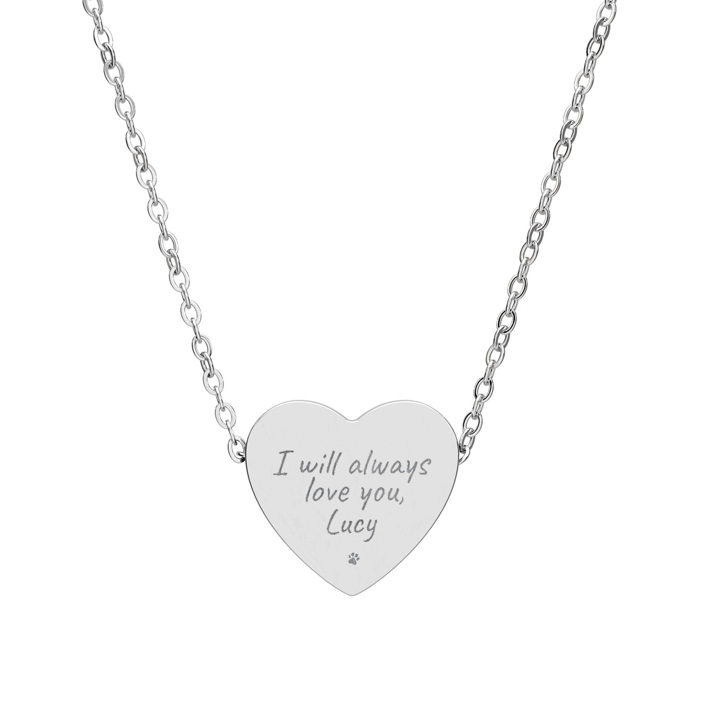 Personalized Engraved Heart Necklace — "I Will Always Love You" (18 in)