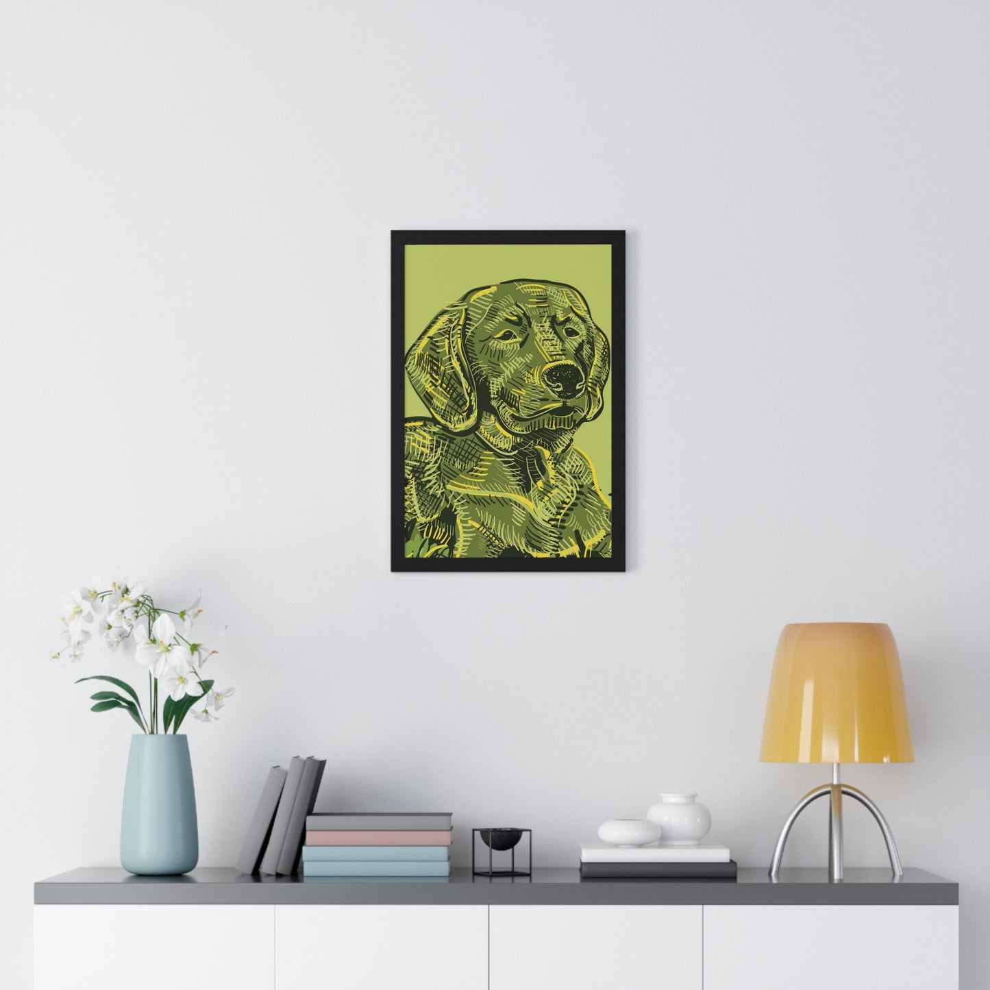 Custom Framed Pet Portrait Illustration