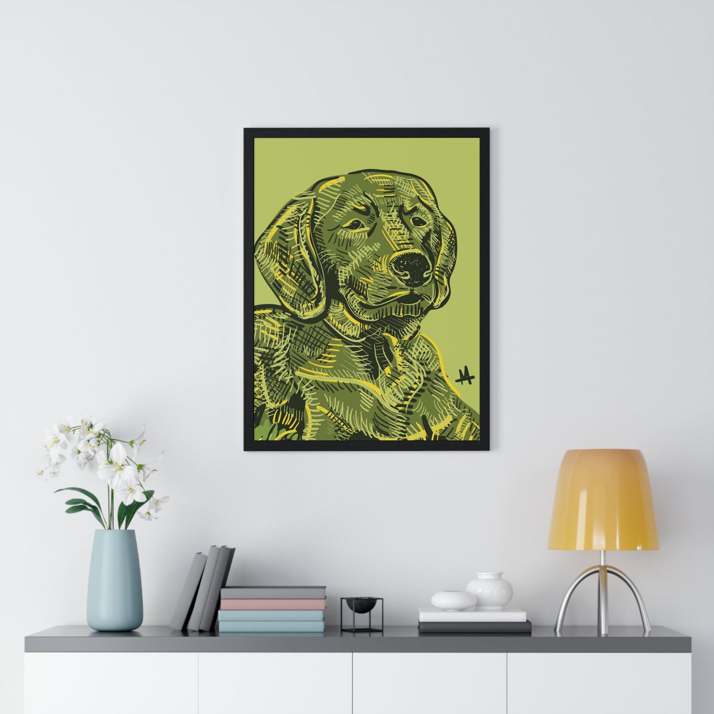 Custom Framed Pet Portrait Illustration