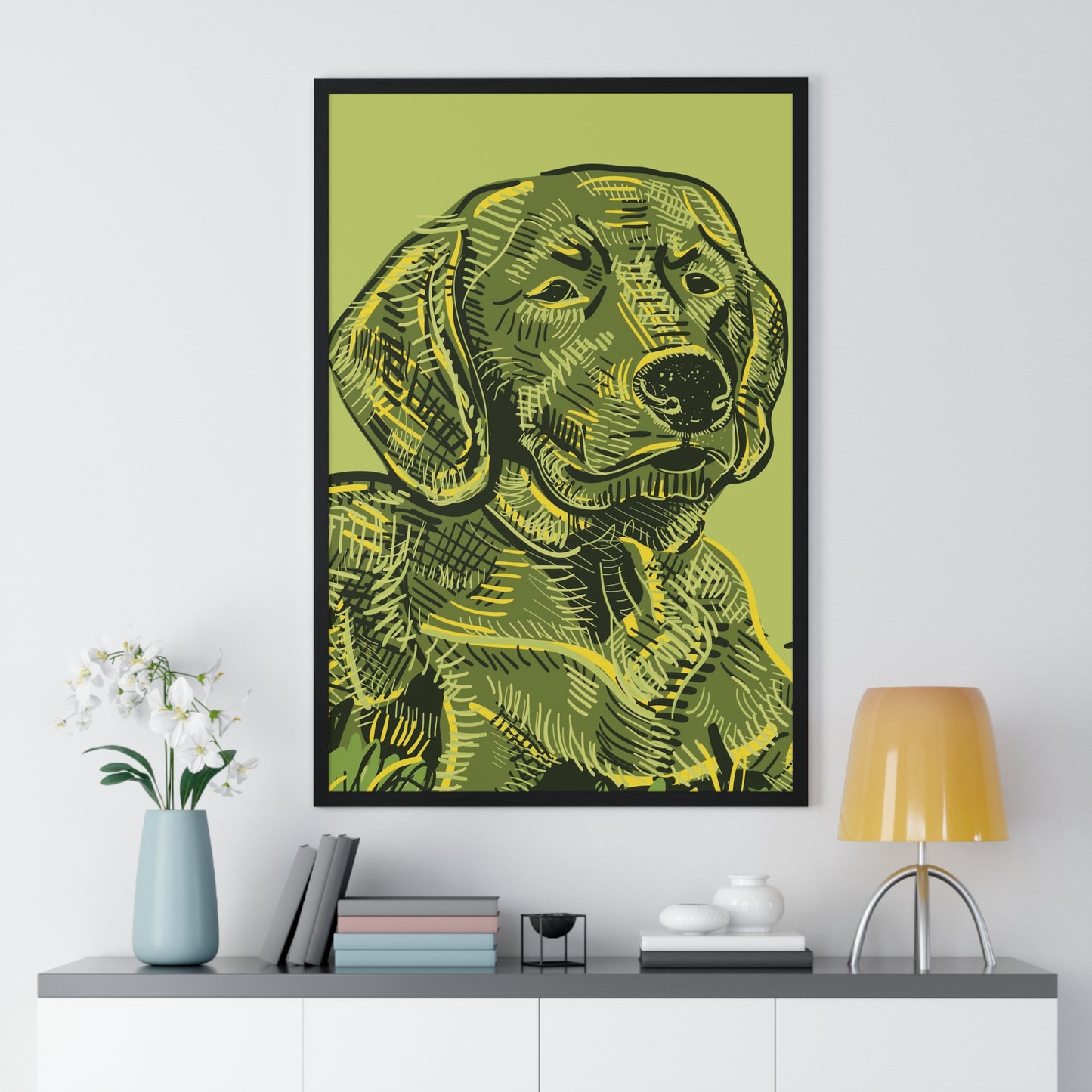 Custom Framed Pet Portrait Illustration