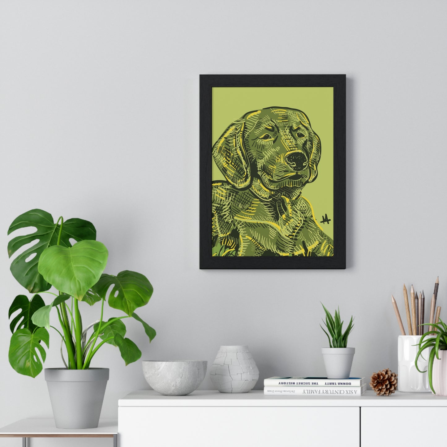 Custom Framed Pet Portrait Illustration