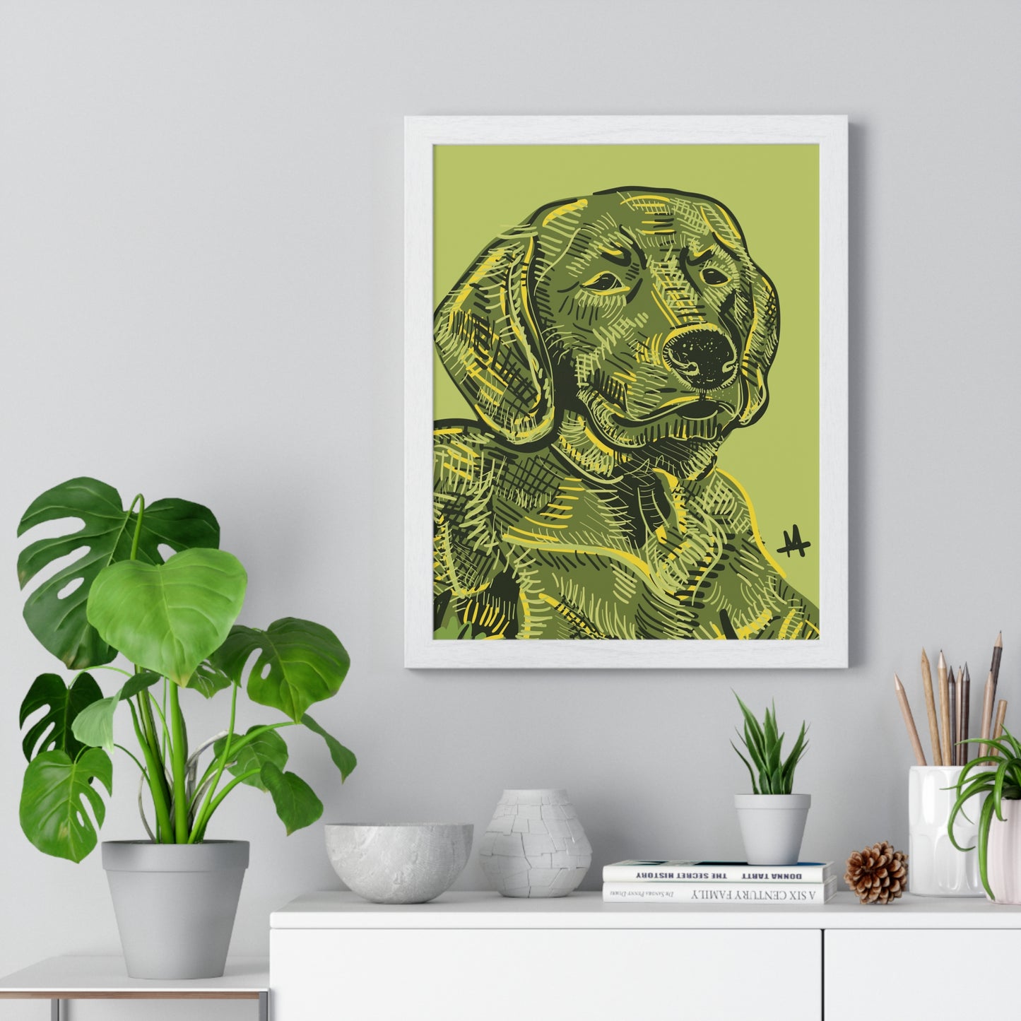 Custom Framed Pet Portrait Illustration