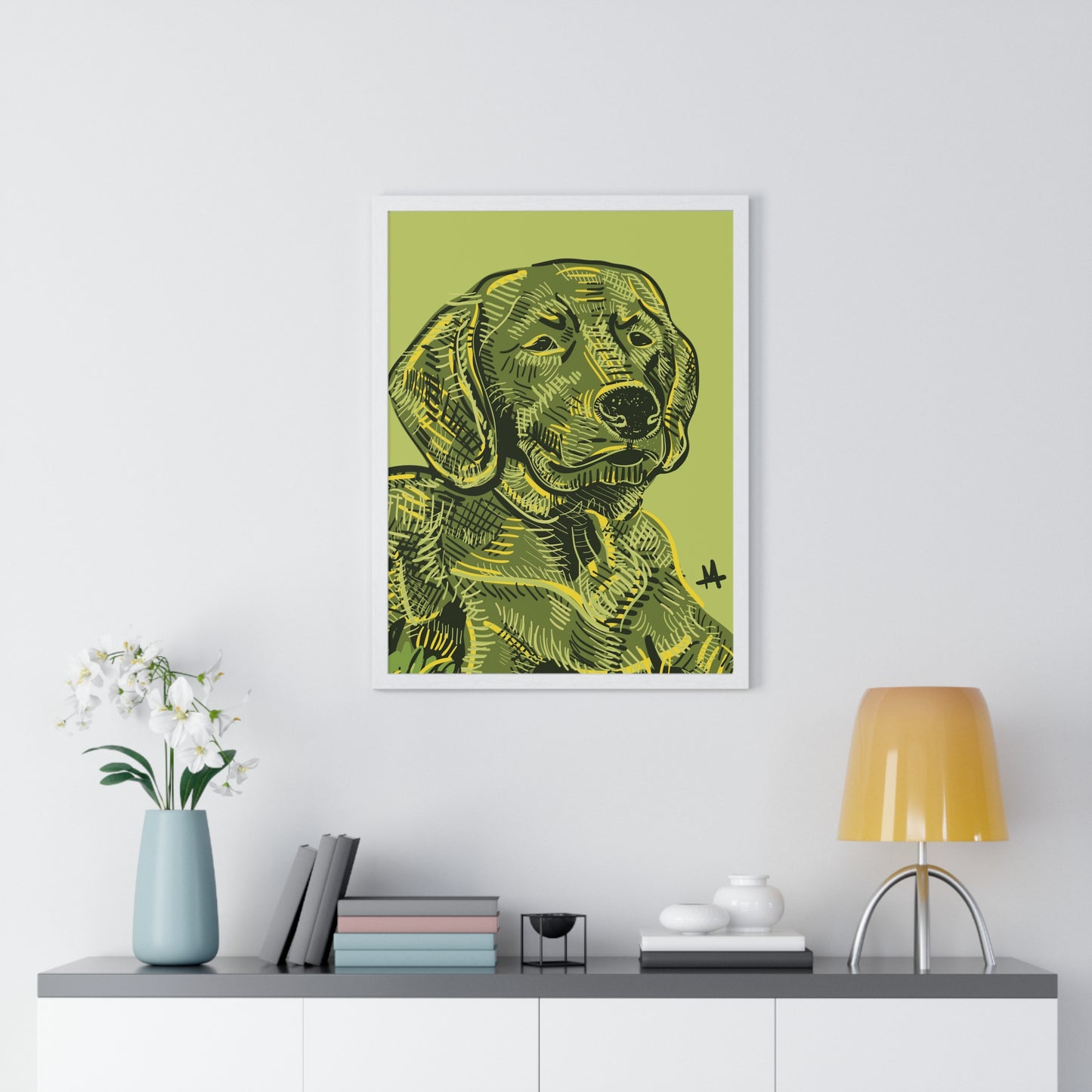 Custom Framed Pet Portrait Illustration