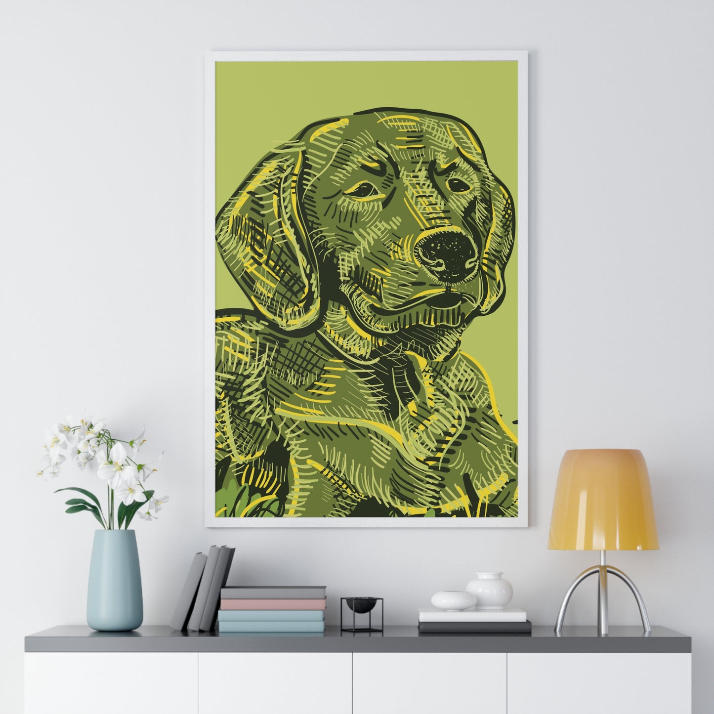 Custom Framed Pet Portrait Illustration