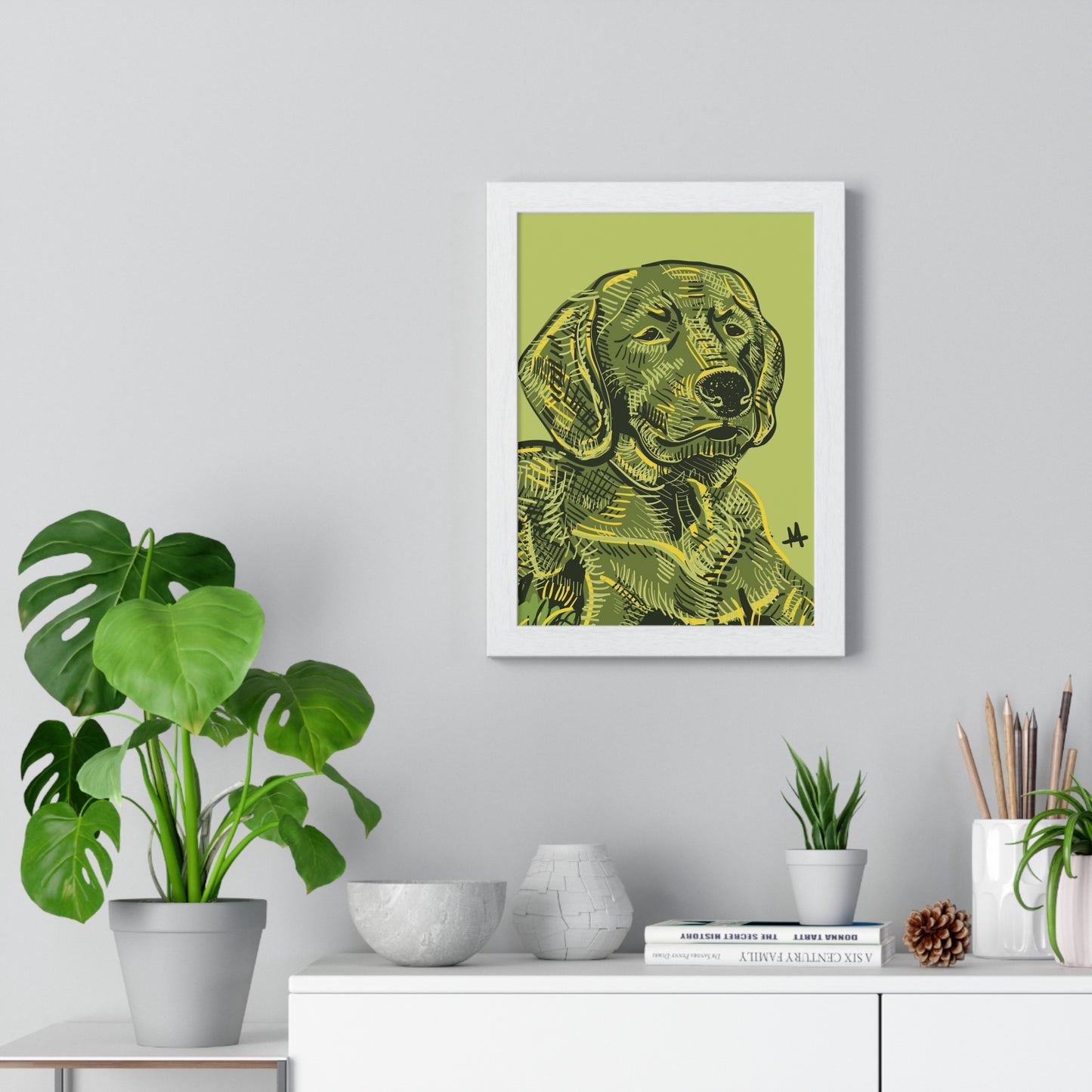 Custom Framed Pet Portrait Illustration