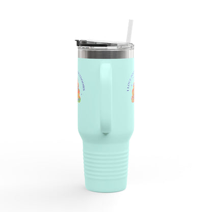 Insulated 40oz Travel Mug — "I Love Pooping Outdoors" Colorful Camp Vibes