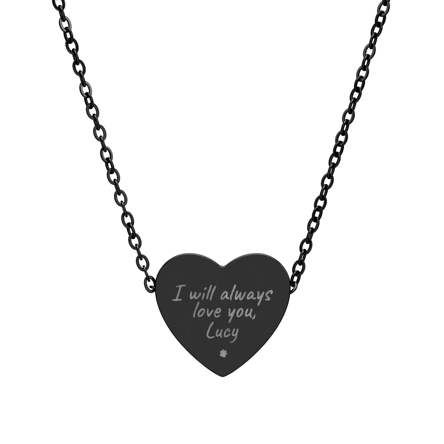 Personalized Engraved Heart Necklace — "I Will Always Love You" (18 in)