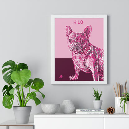 Custom Pink Pooch Pet Portrait Illustration Framed