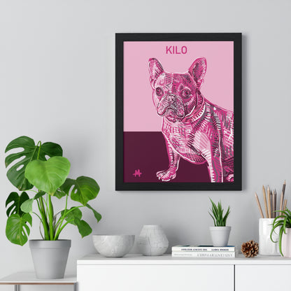 Custom Pink Pooch Pet Portrait Illustration Framed