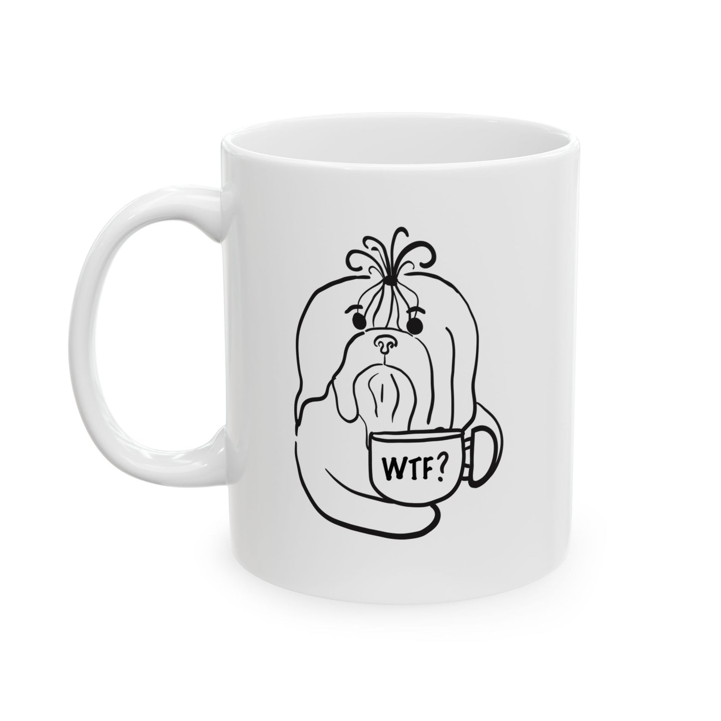 Minimalist Sassy Shih Tzu Ceramic Mug — 11oz & 15oz Coffee Cup
