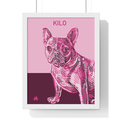 Custom Pink Pooch Pet Portrait Illustration Framed