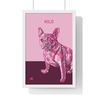 Custom Pink Pooch Pet Portrait Illustration Framed