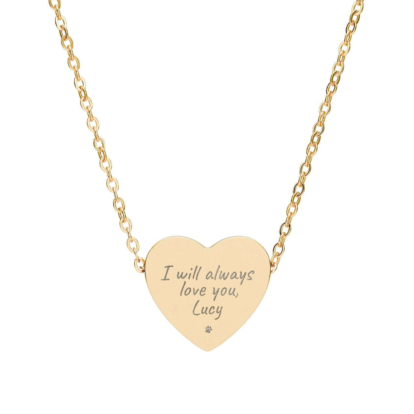 Personalized Engraved Heart Necklace — "I Will Always Love You" (18 in)