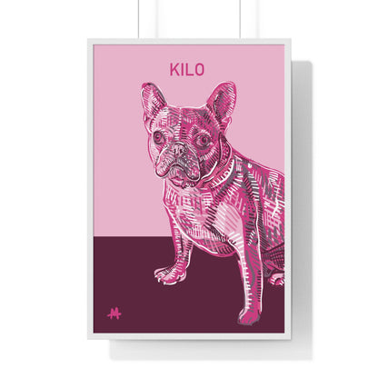 Custom Pink Pooch Pet Portrait Illustration Framed