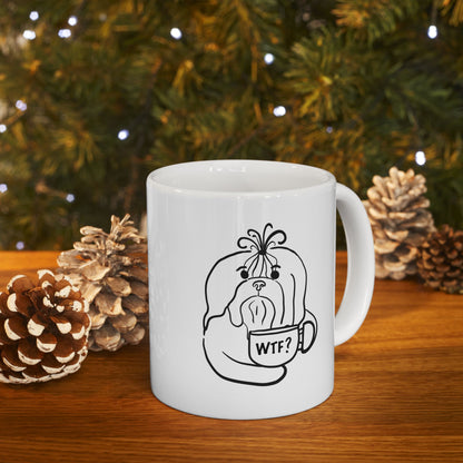 Minimalist Sassy Shih Tzu Ceramic Mug — 11oz & 15oz Coffee Cup