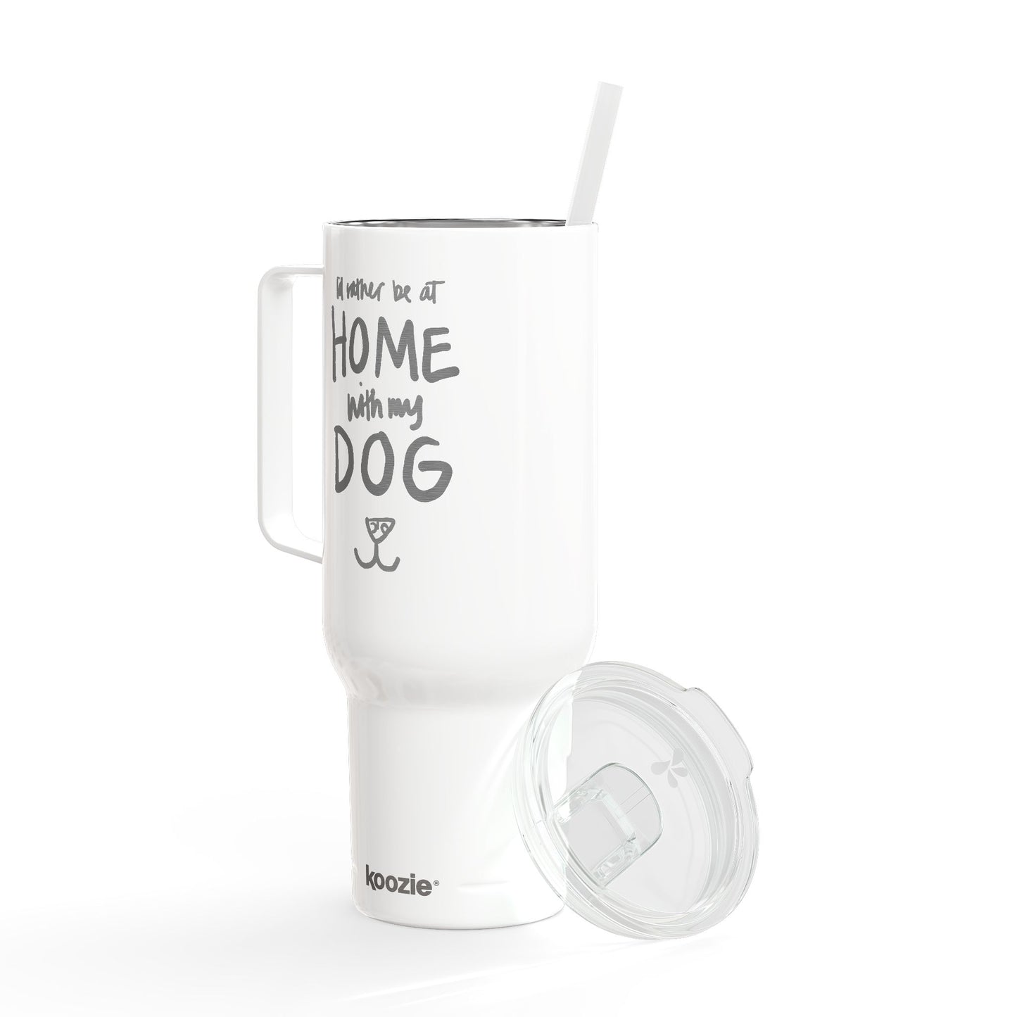 40oz Tumbler — 'I’d Rather Be Home With My Dog' Engraved Travel Mug