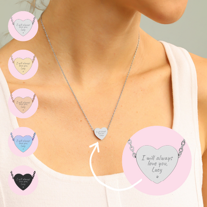 Personalized Engraved Heart Necklace — "I Will Always Love You" (18 in)