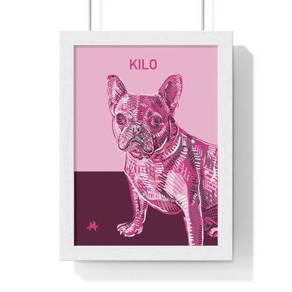 Custom Pink Pooch Pet Portrait Illustration Framed