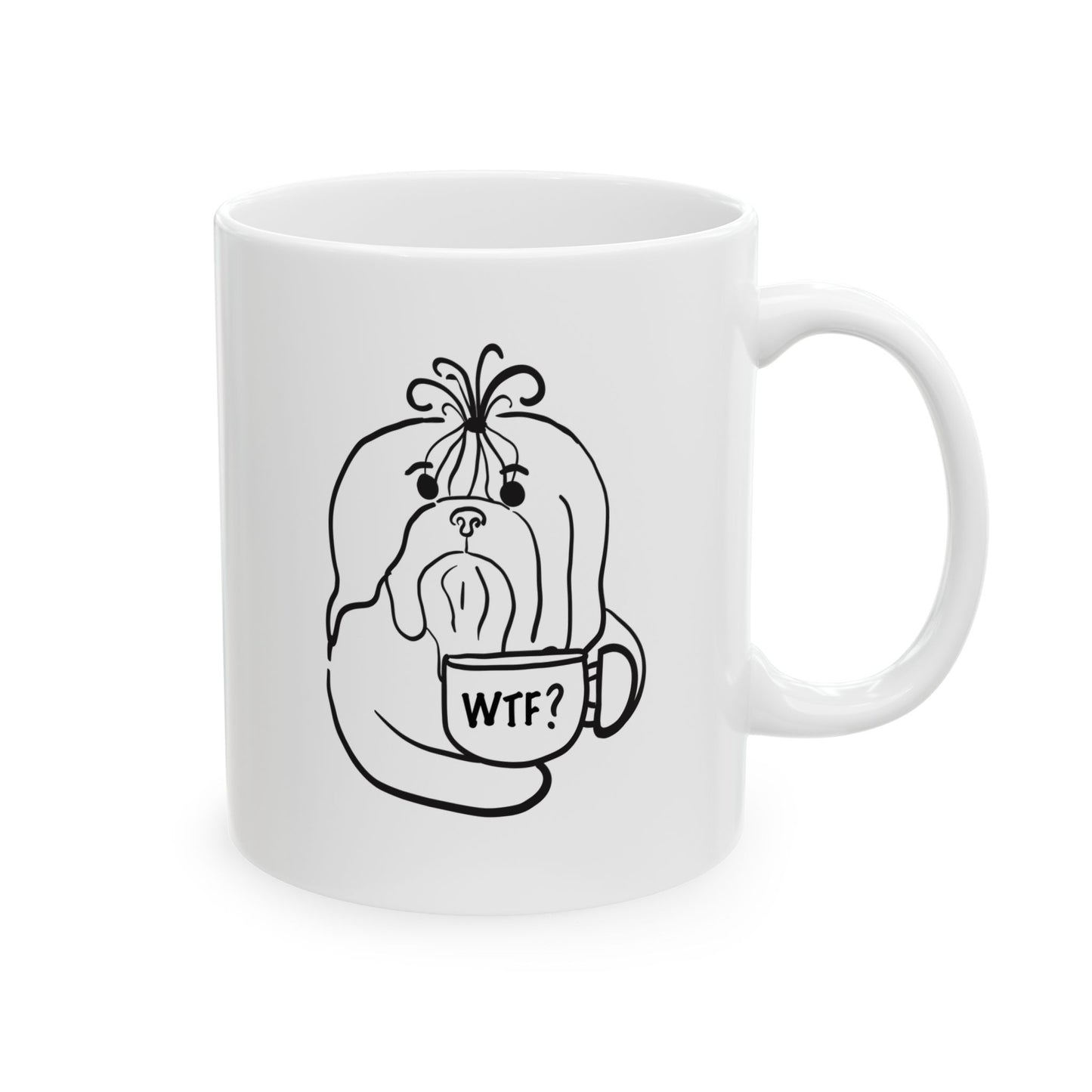 Minimalist Sassy Shih Tzu Ceramic Mug — 11oz & 15oz Coffee Cup