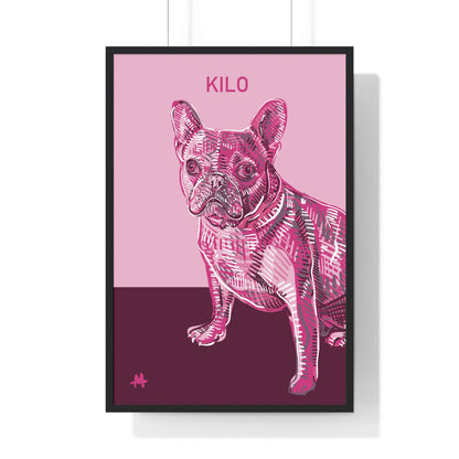 Custom Pink Pooch Pet Portrait Illustration Framed