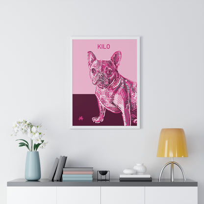 Custom Pink Pooch Pet Portrait Illustration Framed