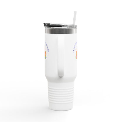 Insulated 40oz Travel Mug — "I Love Pooping Outdoors" Colorful Camp Vibes