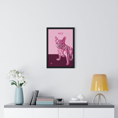 Custom Pink Pooch Pet Portrait Illustration Framed